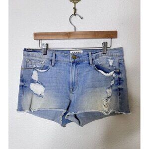 Frame Denim Shorts Womens Light Wash Taffs Distressed Le CutOff Mid Rise Size 30